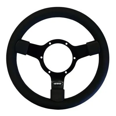 12 Inch Traditional Steering Wheel Black Spokes Vinyl Rim