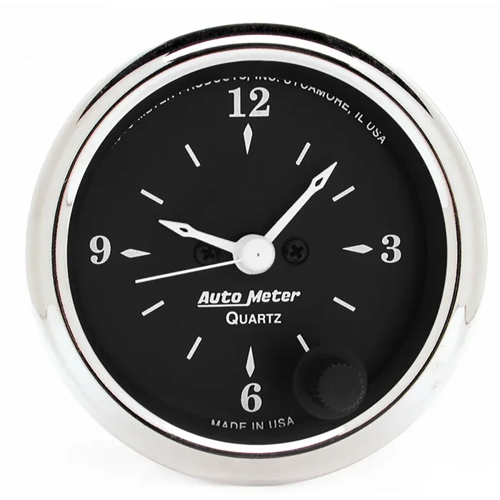 2-1/16″ Clock, 12 Hour, Old Tyme Black