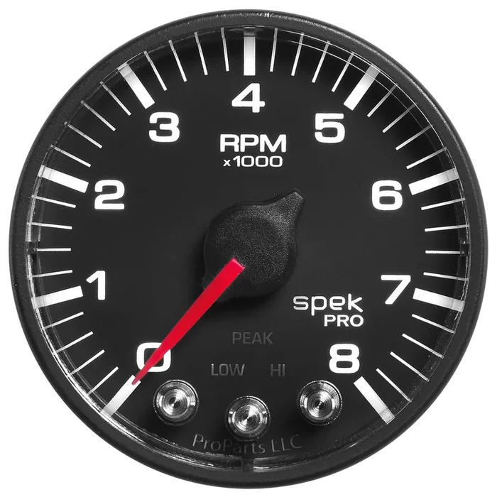 2-1/16″ In-Dash Tachometer, 0-8,000 Rpm, Spek-Pro, Black/Black