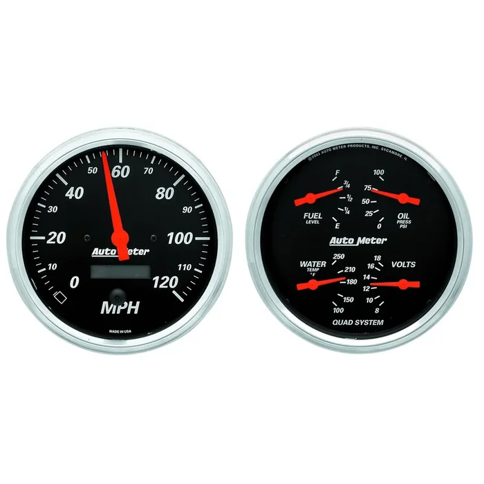 2 Pc. Gauge Kit, 5″ Quad & Speedometer, 240-33 Ω, Designer Black