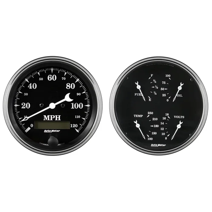 2 Pc. Gauge Kit, 5″ Quad & Speedometer, 240-33 Ω, Old Tyme Black