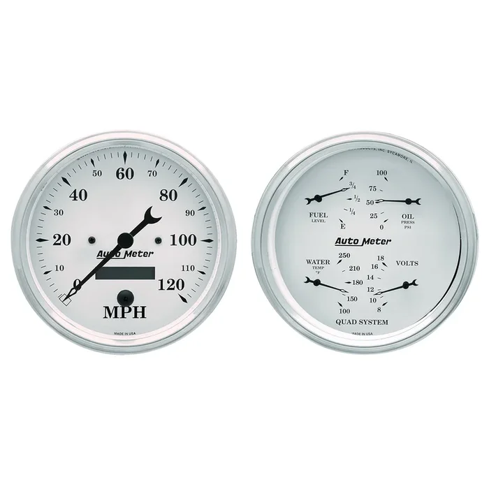2 Pc. Gauge Kit, 5″ Quad & Speedometer, 240-33 Ω, Old Tyme White