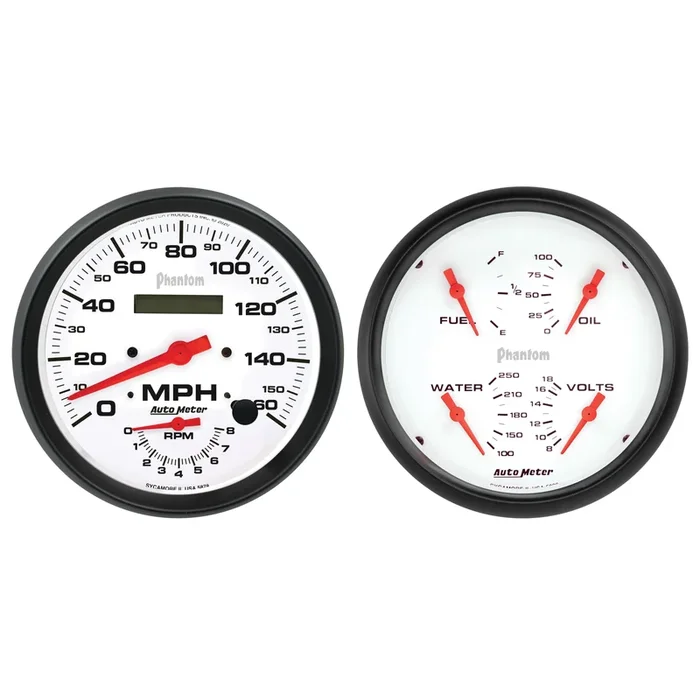 2 Pc. Gauge Kit, 5″ Quad & Tach/Speedo, 240-33 Ω, Phantom