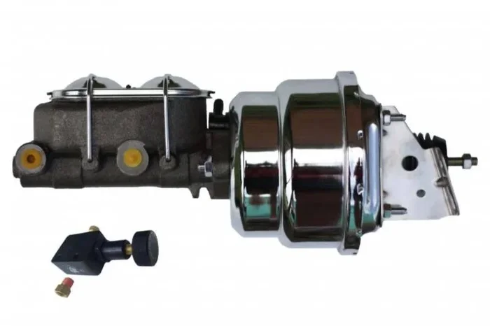 7-Inch Chrome Dual Power Brake Booster with 1-Inch Bore Cast Iron Master Cylinder (Chrome Lid) and Chrome Adjustable Proportioning Valve for GM F-Body