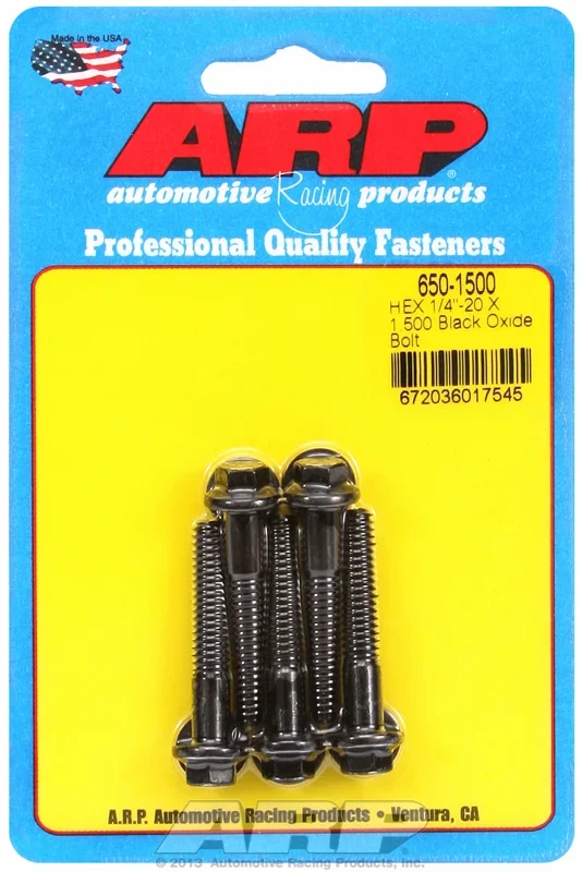 “1/4″”-20 X 1.500 hex black oxide bolts” (5pcs)
