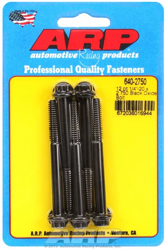 “1/4″”-20 x 2.750 12pt black oxide bolts” (5pcs)