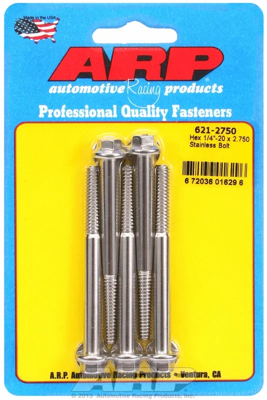 “1/4″”-20 x 2.750 hex SS bolts” (5pcs)