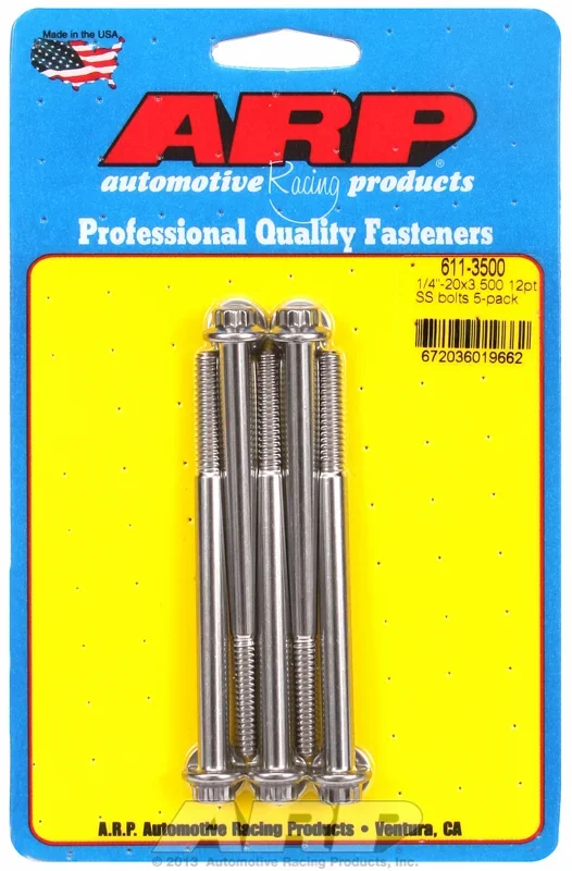 “1/4″”-20 x 3.500 12pt SS bolts” (5pcs)