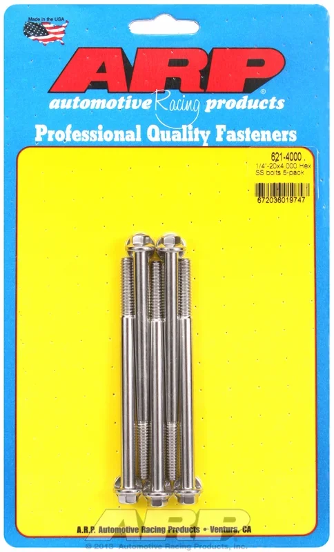 “1/4″”-20 x 4.000 hex SS bolts” (5pcs)