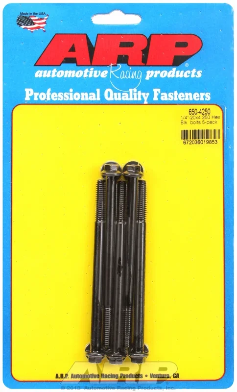 “1/4″”-20 X 4.250 hex black oxide bolts” (5pcs)