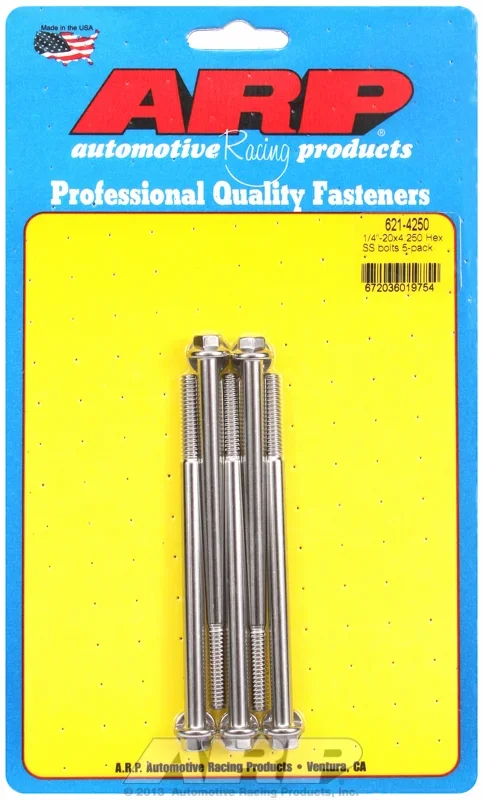 “1/4″”-20 x 4.250 hex SS bolts” (5pcs)