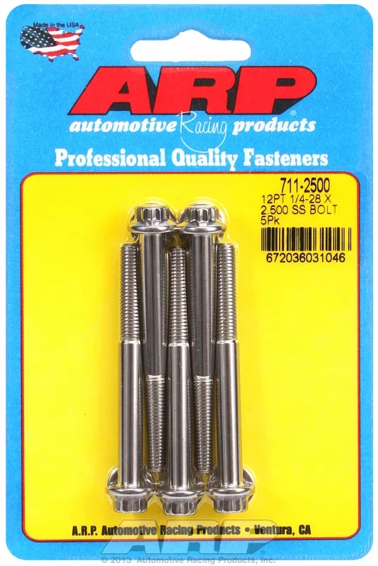 “1/4″”-28 x 2.500 12pt SS bolts” (5pcs)