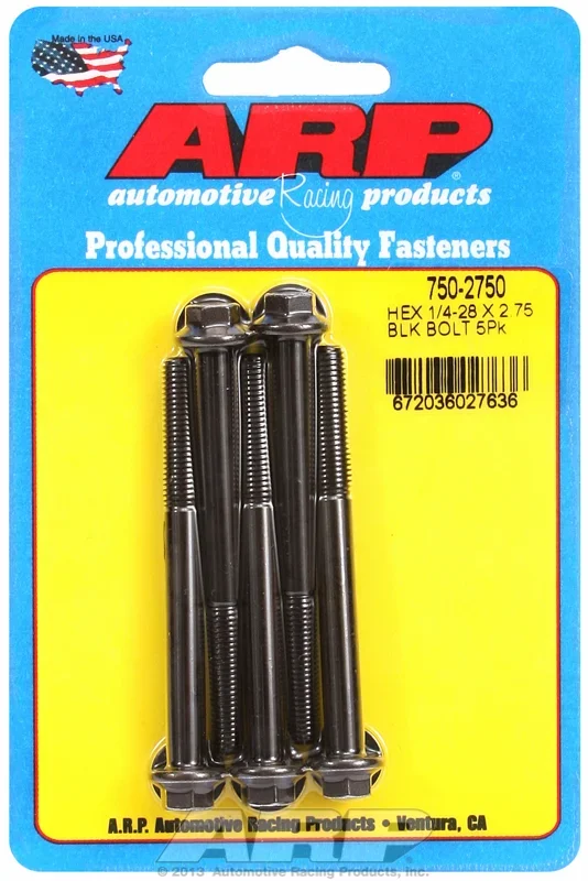 “1/4″”-28 x 2.750 hex black oxide bolts” (5pcs)