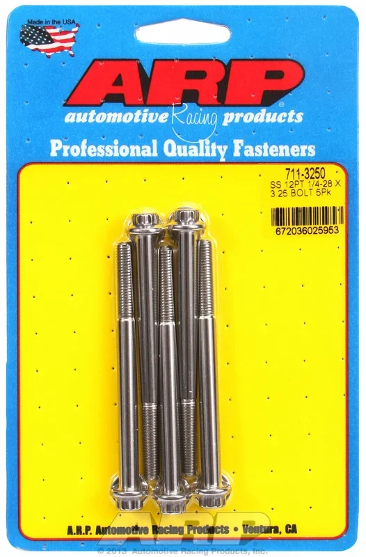 “1/4″”-28 x 3.250 12pt SS bolts” (5pcs)