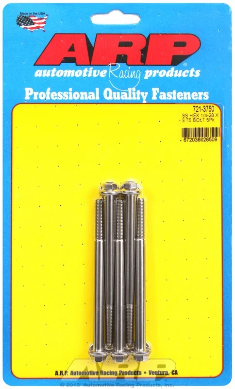 “1/4″”-28 x 3.750 hex SS bolts” (5pcs)
