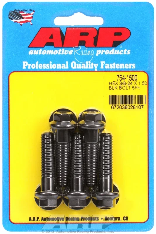 “3/8″”-24 x 1.500 hex 7/16 wrenching black oxide bolts” 5pcs