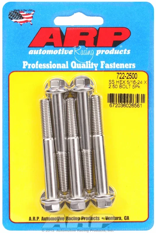 “5/16″”-24 x 2.500 hex SS bolts” (5pcs)