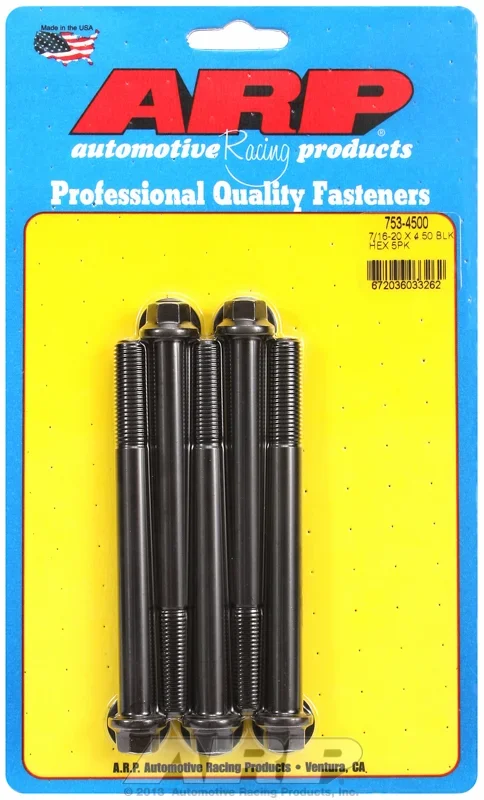 “7/16″”-20 x 4.500 hex black oxide bolts” (5pcs)