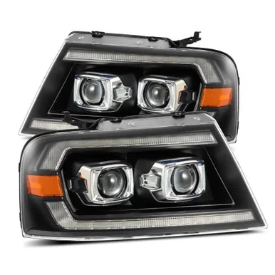 AlphaRex F-150 PRO-Series Halogen Projector Headlights – Black (2004-2008)