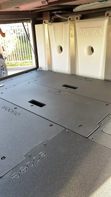 Alu-Cab Alu-Cabin Canopy Camper – Sleep Deck Panel – Utility Module / Power Management Module to Double Drawer Module