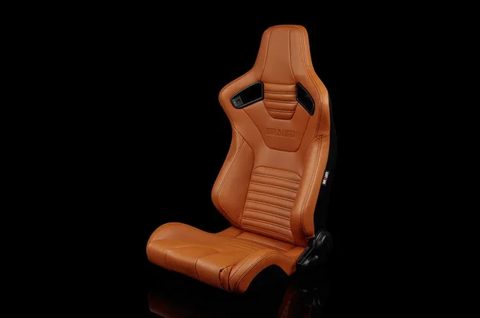 Braum Elite-X Series Sport Seats – British Tan Leatherette (Black Stitching) Pair – Universal