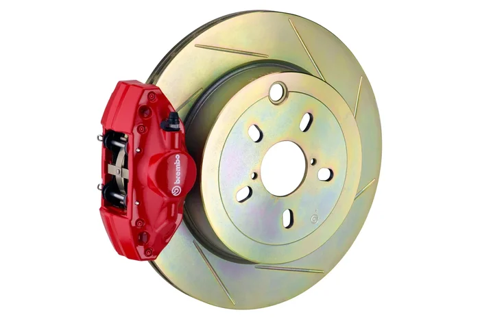 Brembo 2 Piston Rear BBK Drilled or Slotted : Red Caliper, Slotted Rotor – 2E5.5003A2 – 2013-2016 Scion FR-S / 2013-2020 Subaru BRZ / 2017-2019 Toyota 86