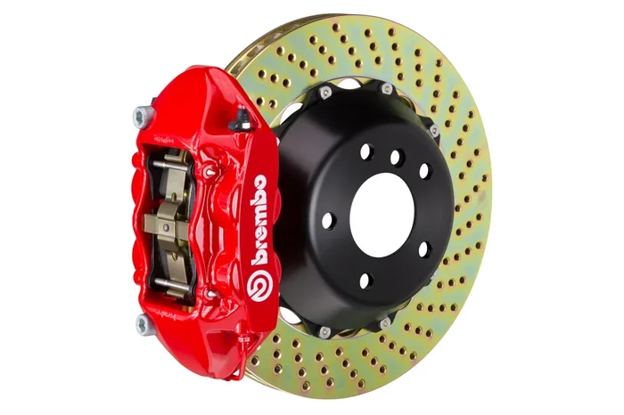 Brembo 4 Piston Rear BBK Slotted or Drilled : Red Caliper, Drilled Rotor – 2P1.8042A2 – 2013-2016 Scion FR-S / 2013-2020 Subaru BRZ / 2017-2019 Toyota 86