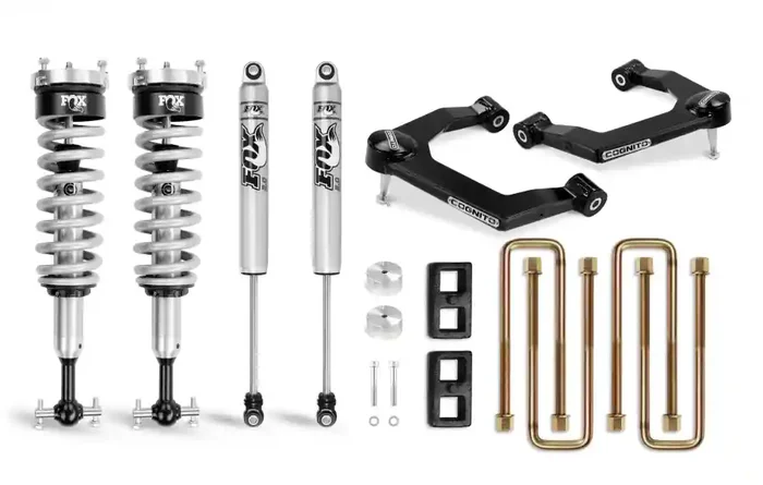 Cognito Motorsports Truck 3-Inch Performance Ball Joint Leveling Lift Kit With Fox PS Coilover 2.0 IFP Shocks for 19-22 Silverado/Sierra 1500 2WD/4WD – 210-P0879