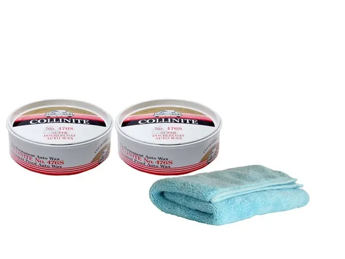 Collinite 476 Super Doublecoat Auto Paste Wax 9oz (2 Pack) with Microfiber Towel