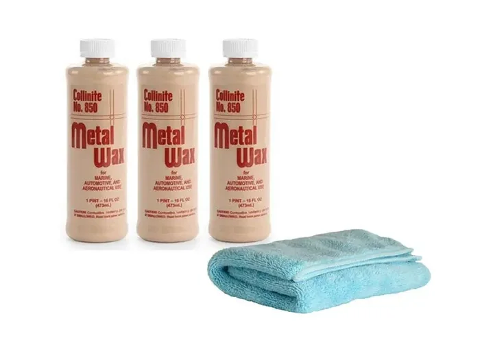 Collinite 850 Automotive Metal Wax 16oz (3 Pack) with Microfiber Towel