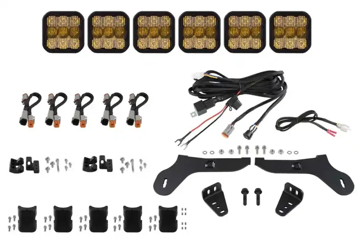 Diode Dynamics SS5 Grille CrossLink Lightbar Kit for 2017-2020 Ford Raptor Sport Yellow Combo – DD7336