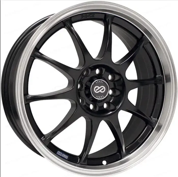 Enkei J10 15×6.5 4×100/108 38mm Offset 72.6mm Bore Dia Matte Black w/ Machined Lip Wheel