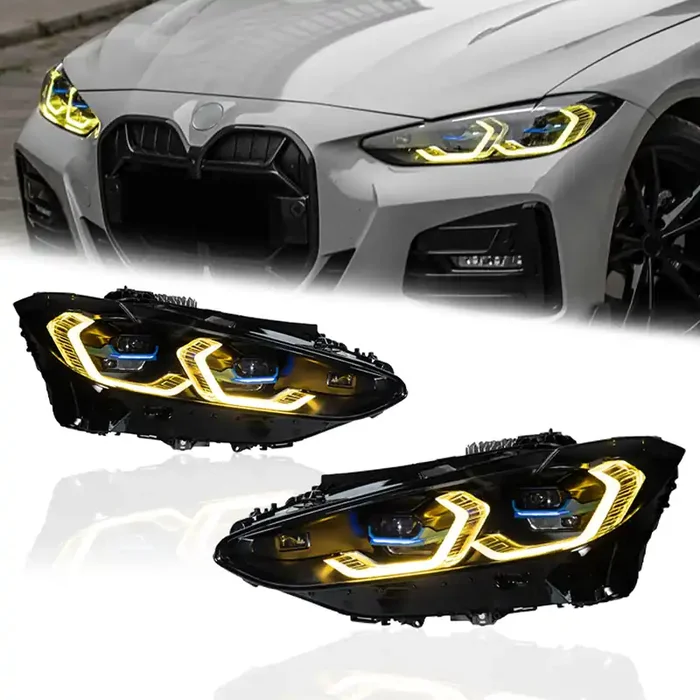 Laser Style Headlights for BMW 4 Series G22 G23 G26 G8x M3 M4 (2021 – Present) Assembly Upgrade, Amber DRL