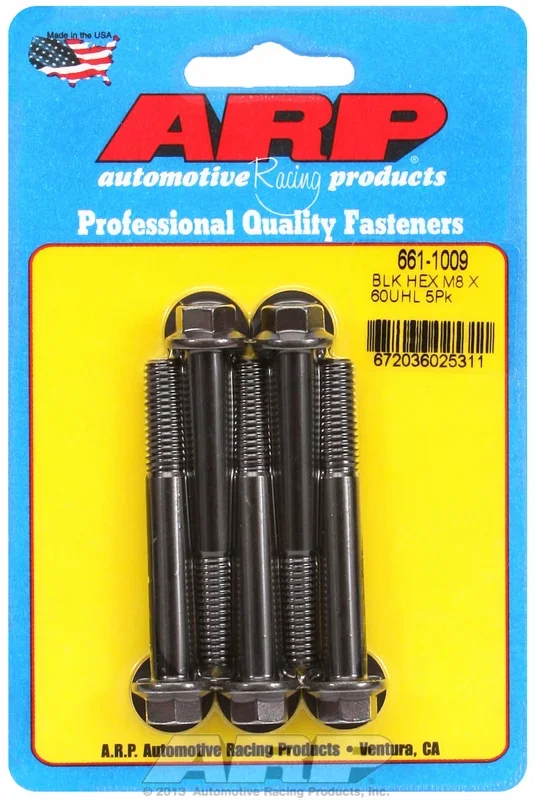 M8 x 1.25 x 60 hex black oxide bolts (5pcs)