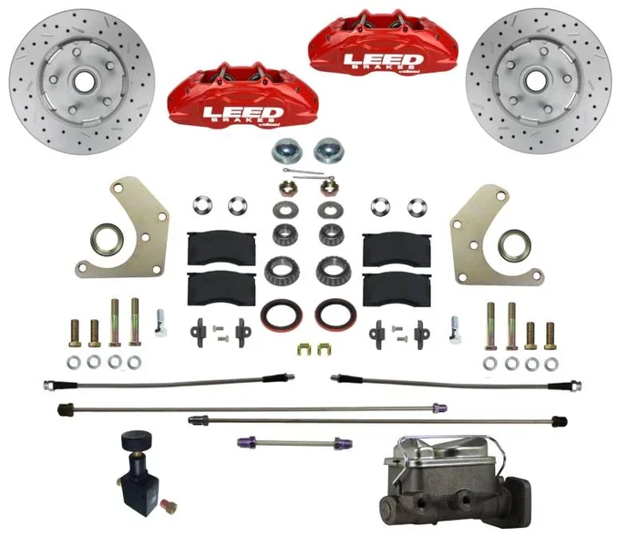 Mopar A-Body MaxGrip Lite 4-Piston Manual Front Disc Brake Conversion Kit – Red Calipers