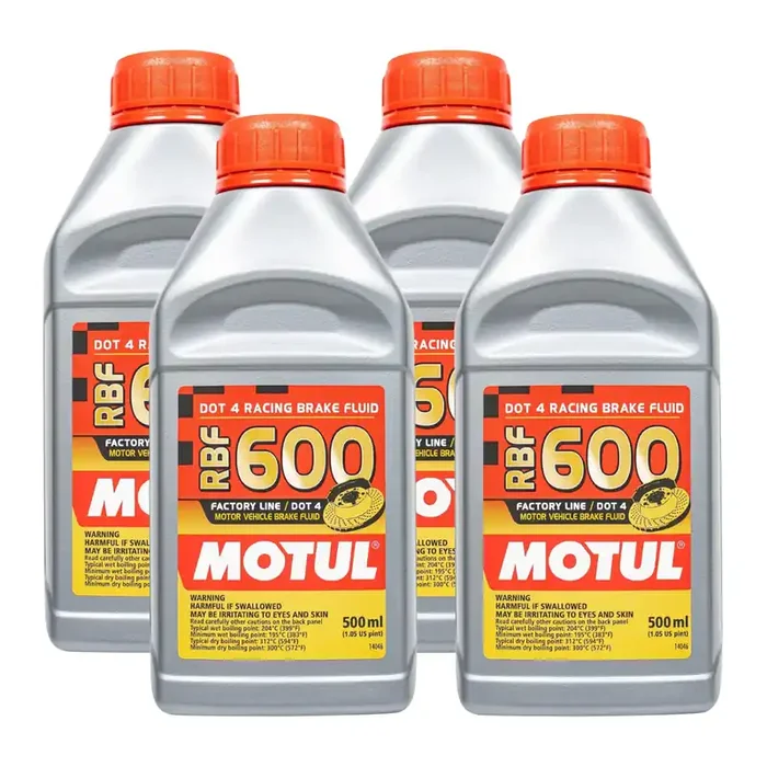 Motul (4 Pack) 100949 8068HL RBF 600 Factory Line Dot-4 100 Percent Synthetic Racing Brake Fluid – 500 ml