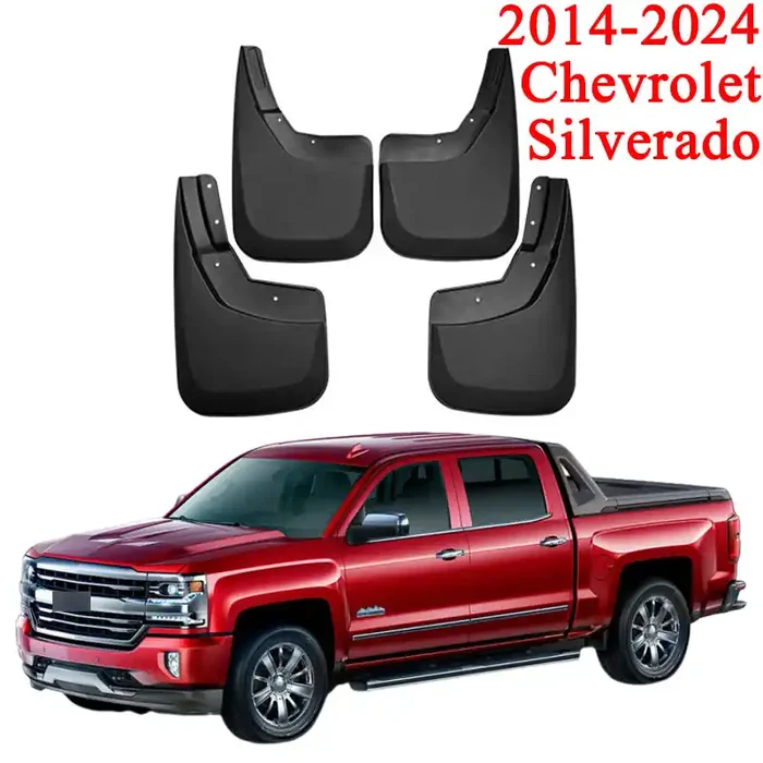 Mud Flaps for Trucks Mud Guards Compatible with 2014-2024 Chevrolet Silverado,4pcs Splash Guards Front & Rear