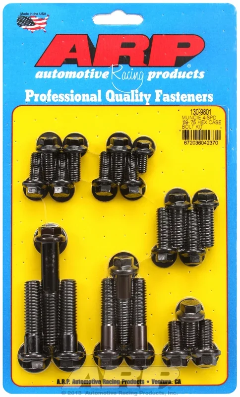 Muncie 4-SPD ’69-75 case bolt kit – black oxide hex