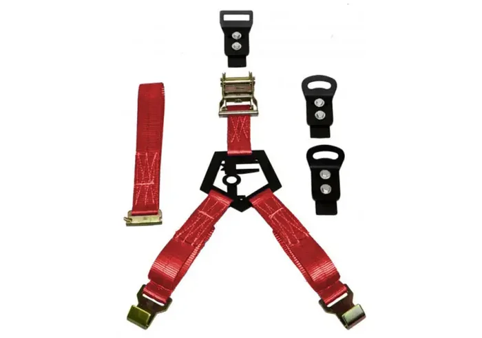 N-Fab Bed Mounted Rapid Tire Strap Universal – Gloss Black – Red Strap