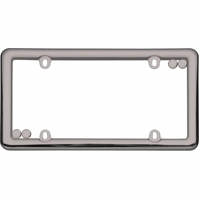 Nouveau License Plate Frame, Black Chrome (with fastener caps)