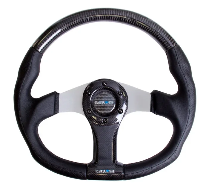 NRG 350mm Carbon Fiber Steering wheel Silver Oval Shape – Universal