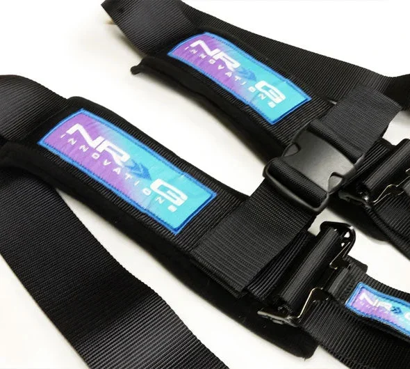 NRG Innovations SFI 16.1 5pt 3″ Seat Belt Harness with Pads / Latch Link (Black 12/22) – Universal