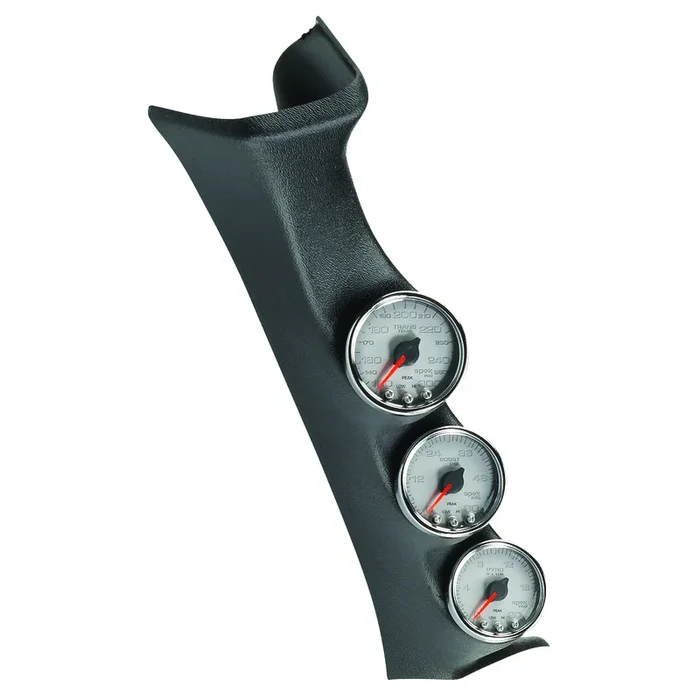 Pillar Kit, 0-60 Psi/0-2000 °F/100-300 °F, 08-10 Ford Superduty, Spek-Pro, Silver Dial, Chrome Bezel, Clear Lens