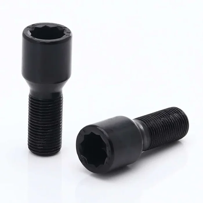 Set of 10 BLACK star bolts 33mm 14×1,5 + Key.