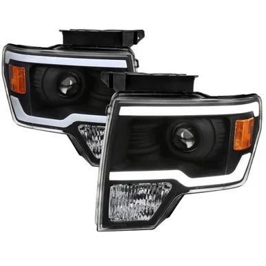 Spec-D Tuning F-150 Projector Headlights w/ LED Bars – Matte Black Housing, Clear Lens (2009-2014)