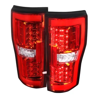 Spec-D Tuning F-250 LED Bar Tail Lights – Chrome Housing, Red Lens (2017-2019)