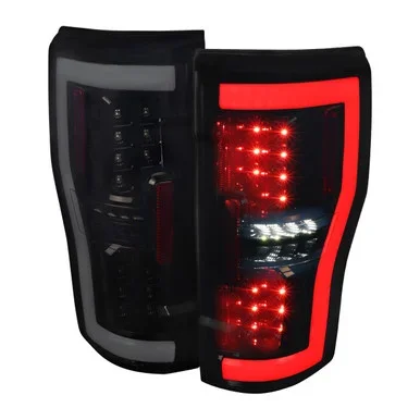 Spec-D Tuning F-250 LED Bar Tail Lights – Gloss Black Housing, Dark Smoked Lens (2017-2019)