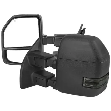 Spec-D Tuning F-250 Power Adjustable, Heated Tow Mirrors – Black w/ Smoked LED Turn Signals & Clearance Lights (1999-2016)