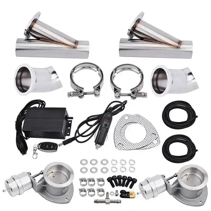 SPELAB 2.5 Inch Remote Dual Electric Vacuum Valve Electric Exhaust Cutout Kit