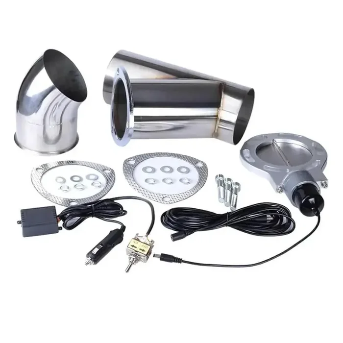 SPELAB 4 Inch Stainless Steel Headers Manual Y Pipe Electric Exhaust Cutout Kit